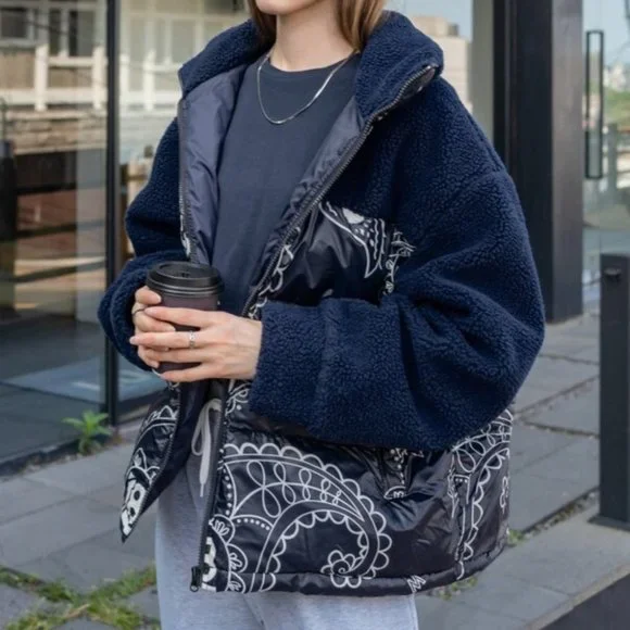 BOHO STYLE COLDBREAK Floral Print Teddy Winter Coat - Picture 6 of 13